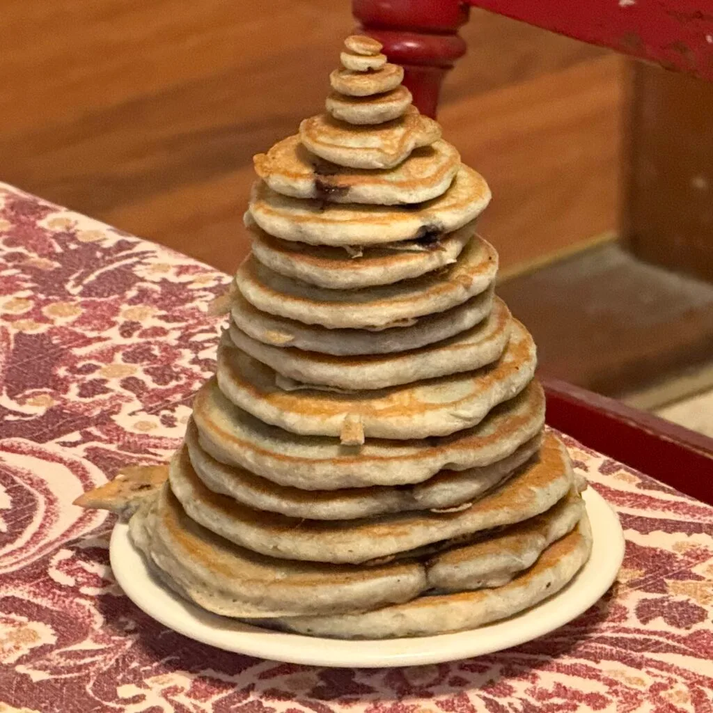 Cairn of pancakes made by Poet at Shaw’s Hiker Hostel in Monson